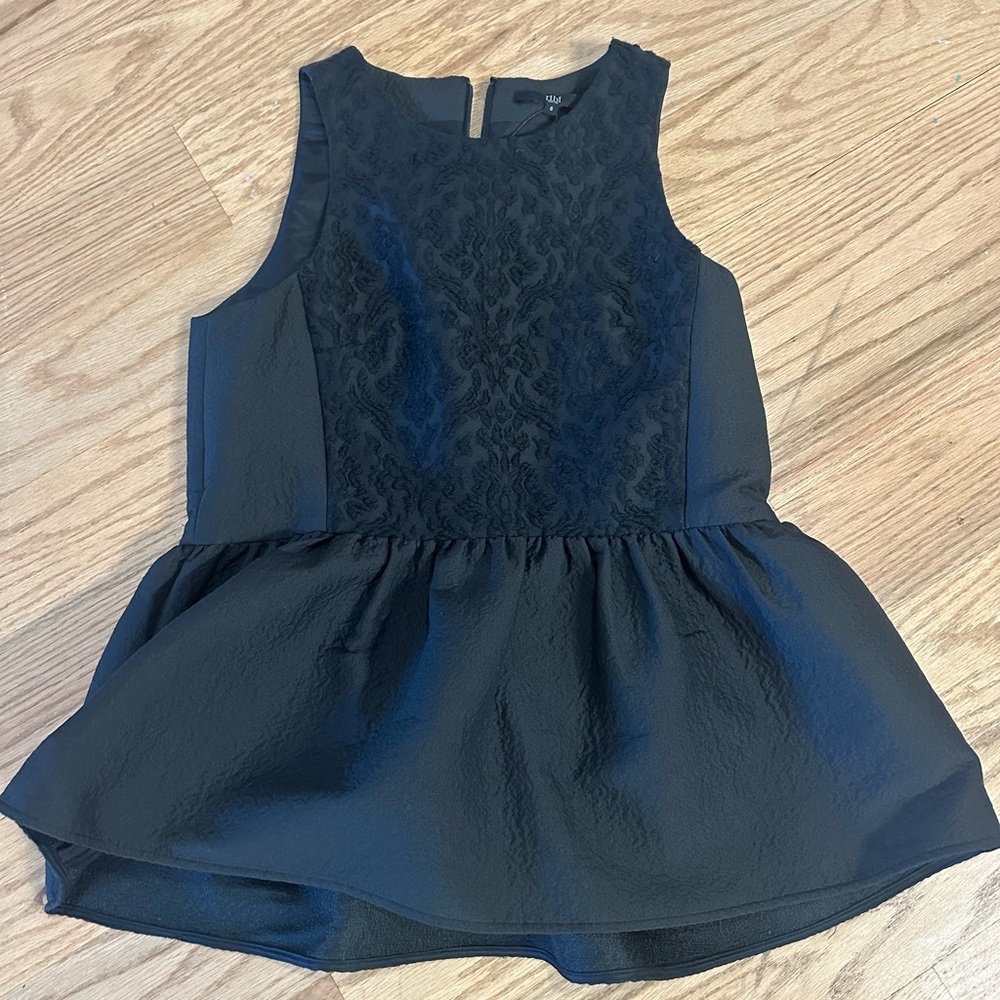 TIBI black Sleeveless Peplum Top
